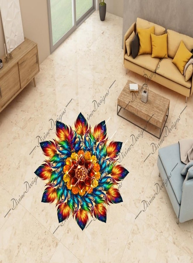 DivineDesigns ملصق رانجولي ذاتي اللصق من ديفاين ديزاينز، مزين بريش ملون، لتزيين المنزل - Image 1